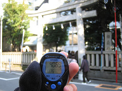 椙森神社で歩数計