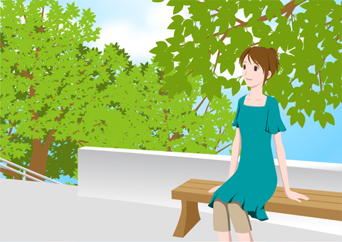 初夏の公園 素材 イラスト 彩クリweb